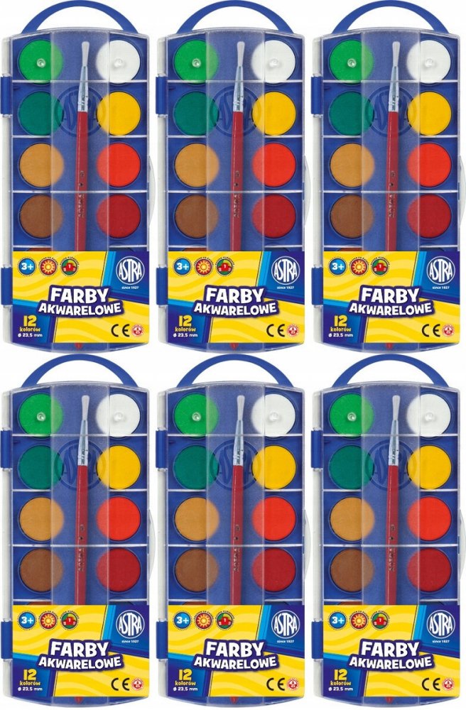 6x Farby akwarelowe Astra, 12 sztuk, mix kolorów