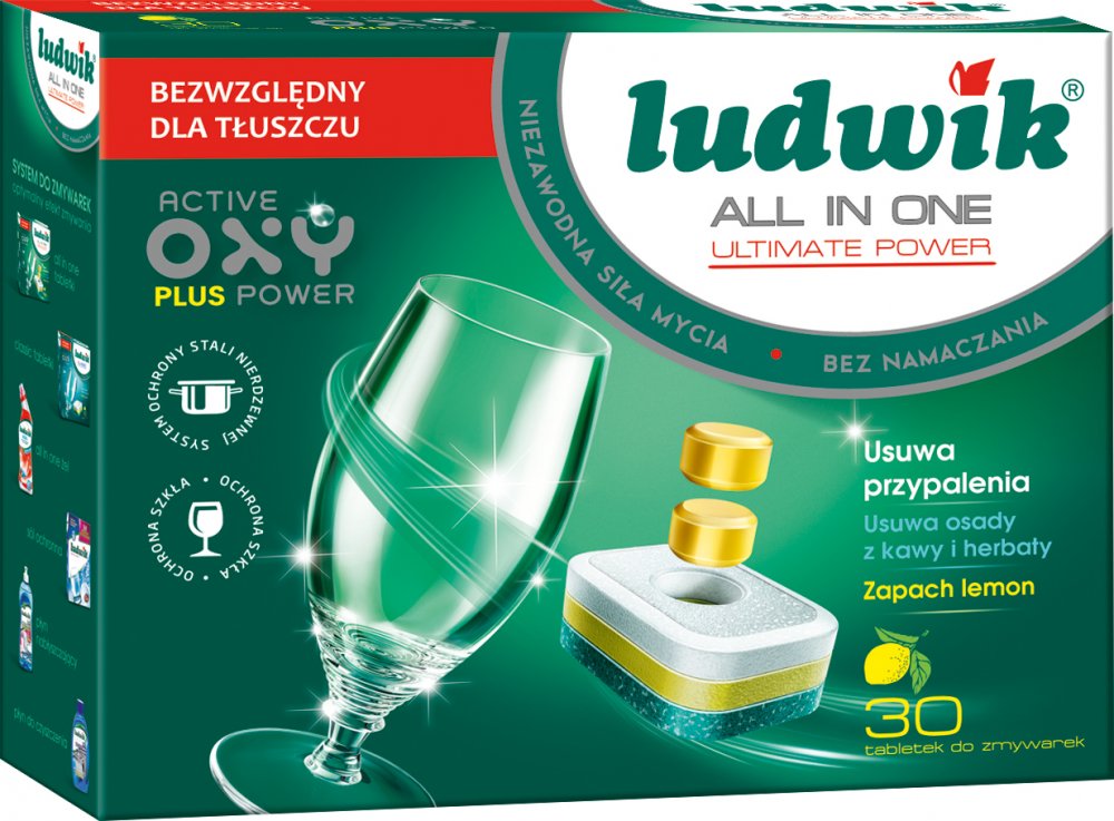 Tabletki do zmywarek Ludwik, All in One Ultimate Power, cytrynowy, 30 sztuk