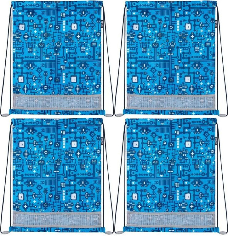 4x Worek na buty Strigo Robot, 35x45cm, niebieski