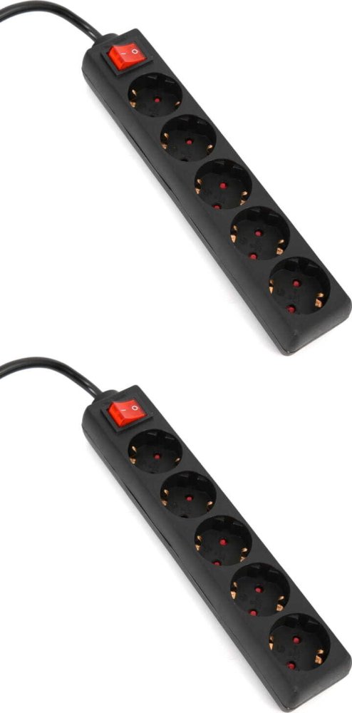 2x Listwa zasilająca Omega Extension Cord, 5m, 5 gniazd typu F, czarny