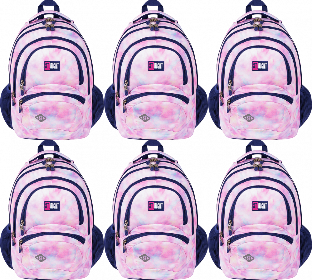 6x Plecak szkolny St. Right BP5 Pink Sky, czterokomorowy, 26l, 42x30x19cm, różowy