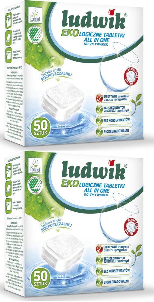 2x Tabletki do zmywarek Ludwik Ekologiczny All in One, 50 sztuk