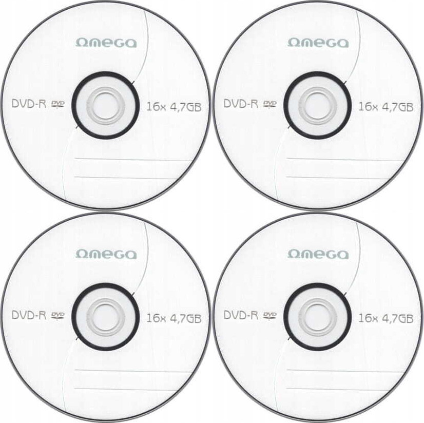 4x Płyta DVD-R Omega, do jednokrotnego zapisu, 4.7GB, koperta, 10 sztuk