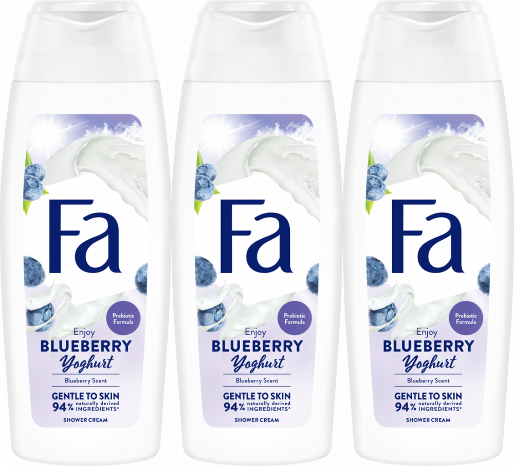 3x Żel pod prysznic Fa Blueberry Yoghurt Shower Gel, 250 ml
