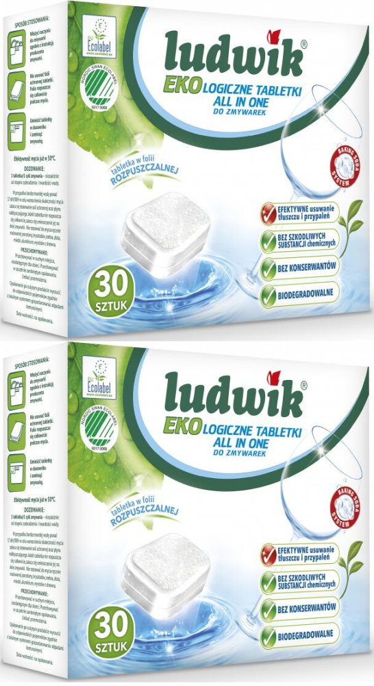 2x Tabletki do zmywarek Ludwik Ekologiczny All in One, 30 sztuk