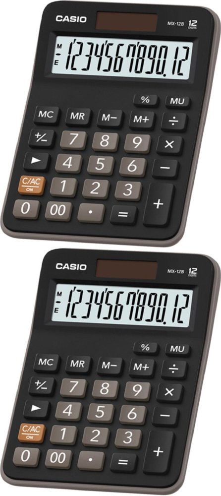 2x Kalkulator biurowy Casio MX-12 B, 12 cyfr, czarny