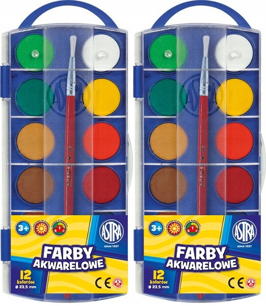 2x Farby akwarelowe Astra, 12 sztuk, mix kolorów