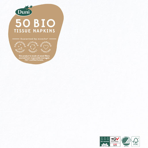 Serwetki gastronomiczne Duni Napkins, trzywarstwowe, 33x33cm, 50 sztuk, biały