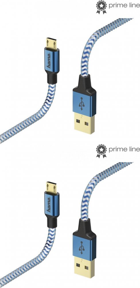 2x Kabel ładujący Hama Reflected Micro USB, 1.5m, niebieski