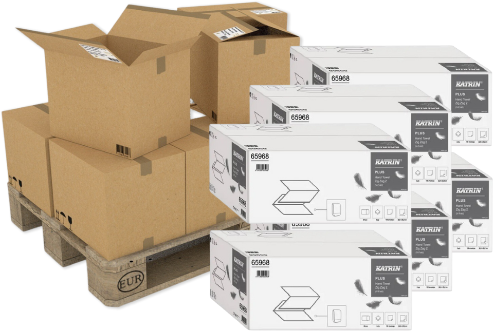 36x Ręcznik papierowy Katrin ZZ plus 65968, dwuwarstwowy, w składce ZZ, 20x150 składek, biały