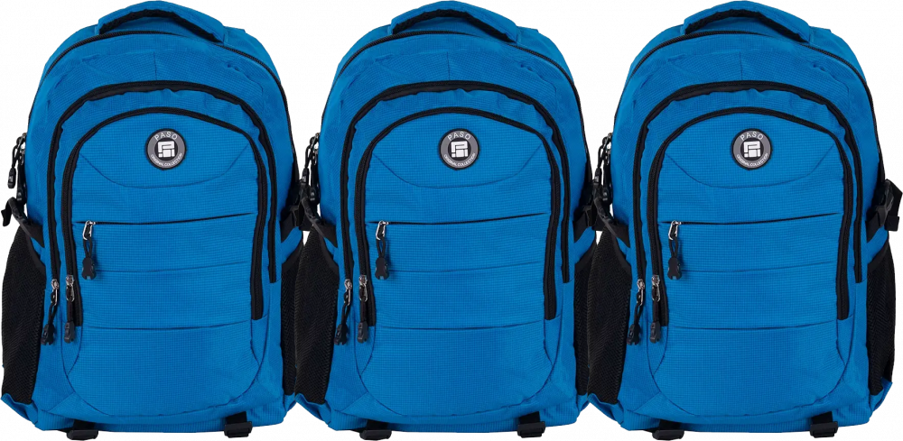 3x Plecak młodzieżowy Paso Active 50x33x22, niebieski