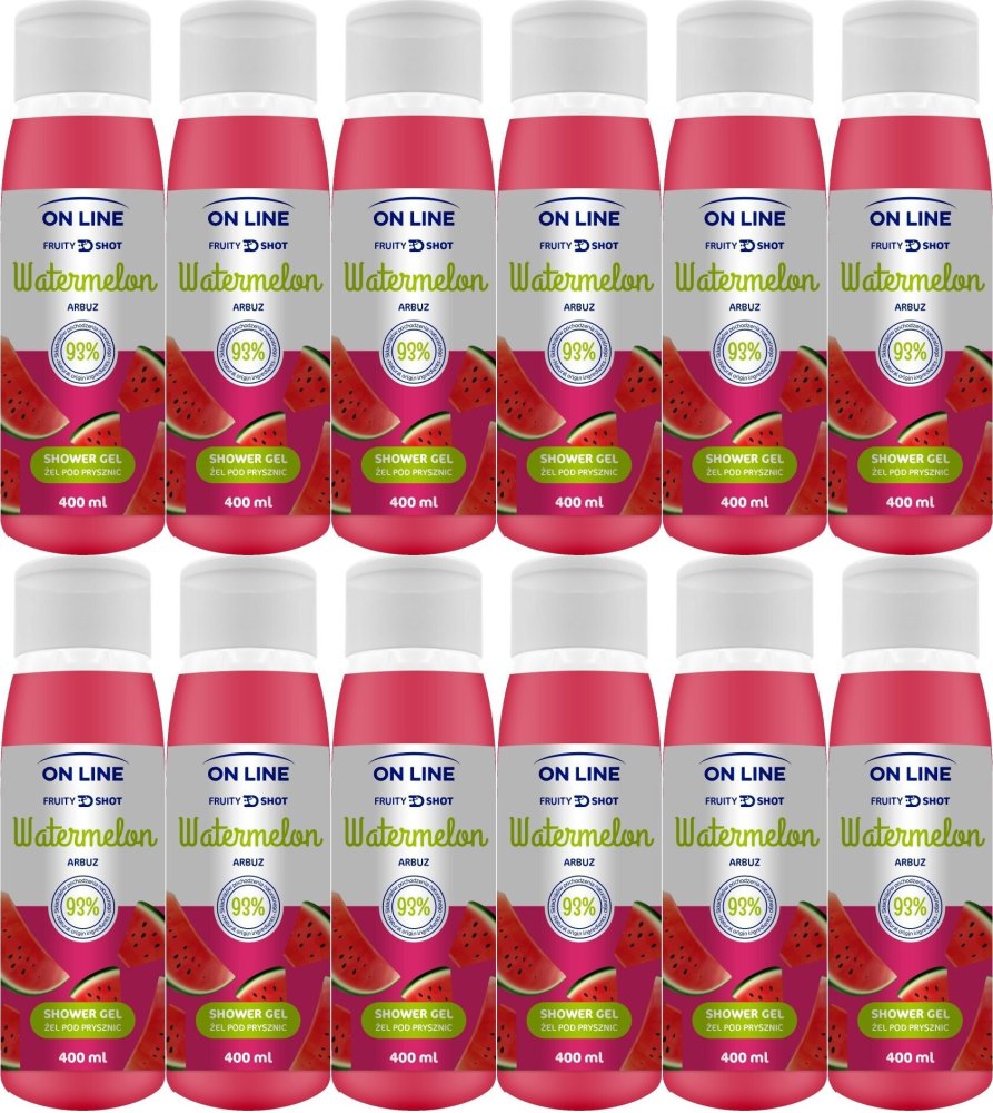 12x Żel pod prysznic On line Women, 400ml, fruity shot watermelon