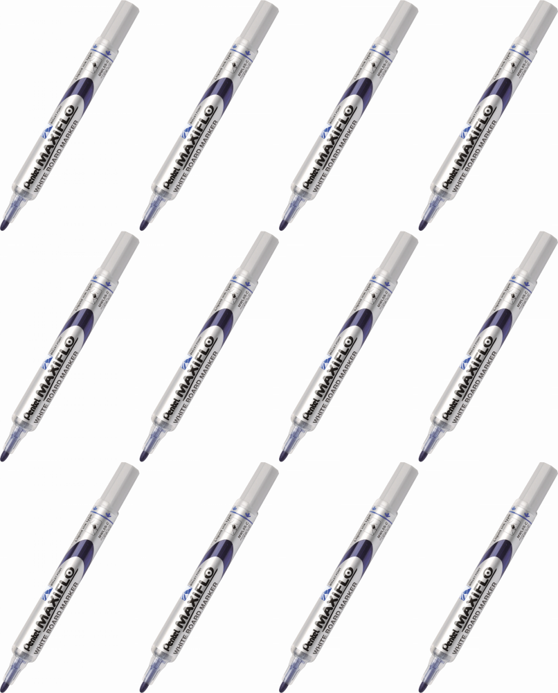 12x Marker suchościeralny Pentel Maxiflo MWL5S, okrągła, 4mm, niebieski