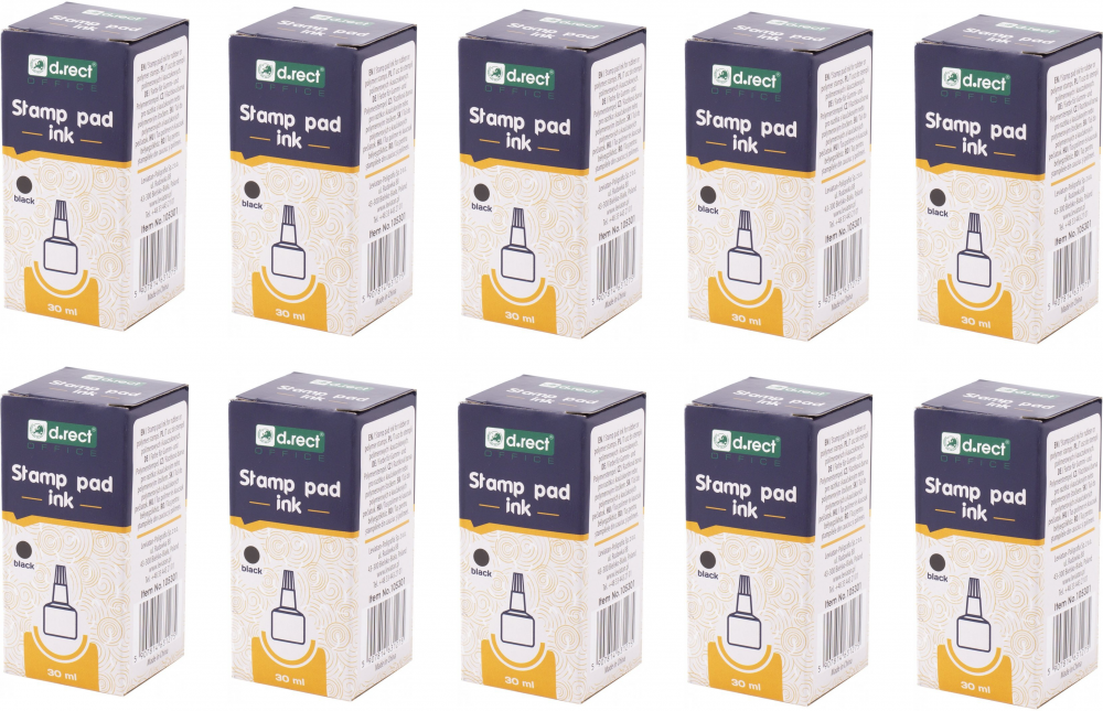 10x tusz do stempli D.Rect, 30ml, czarny