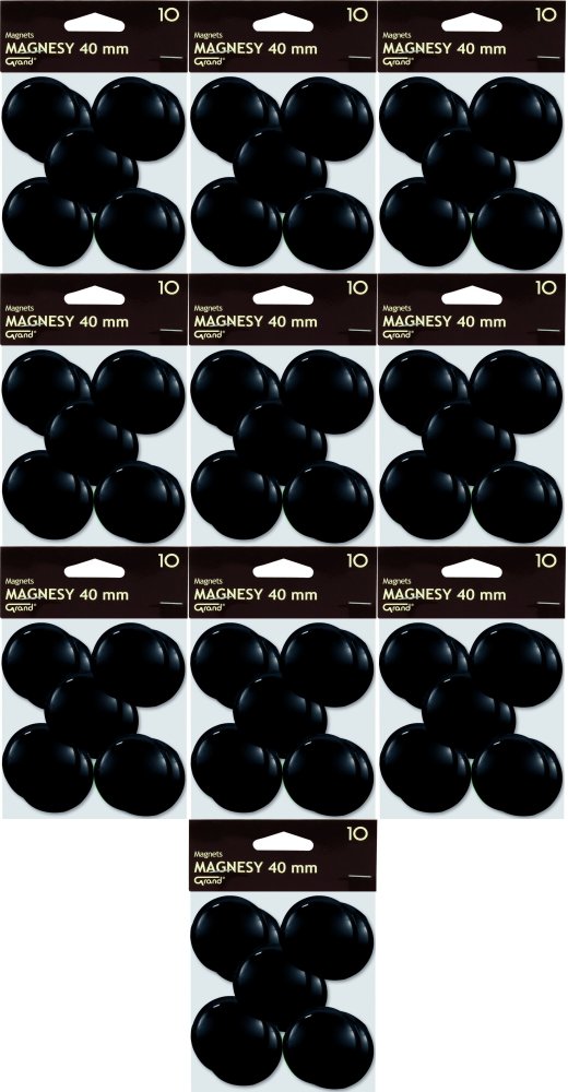 10x Magnes Grand, 40mm, 10 sztuk, czarny