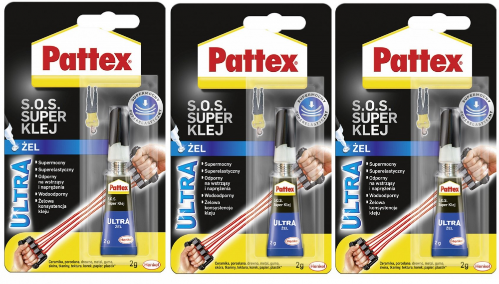 3x Klej błyskawiczny uniwersalny Pattex Super Power Żel S.O.S., 2g