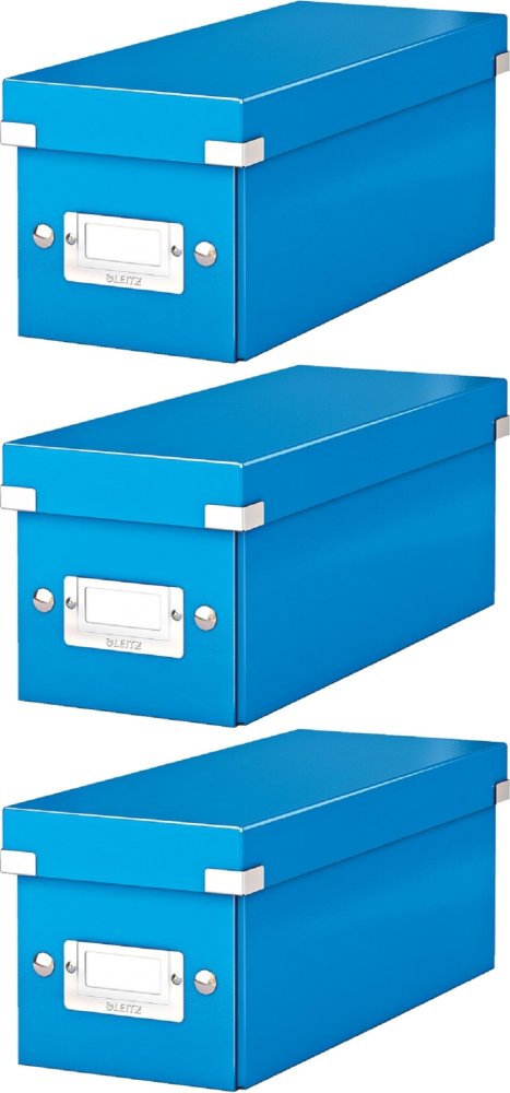 3x Pudełko na płyty CD/DVD Leitz Click&Store Wow, 143x136x352mm, 1 sztuka, niebieski
