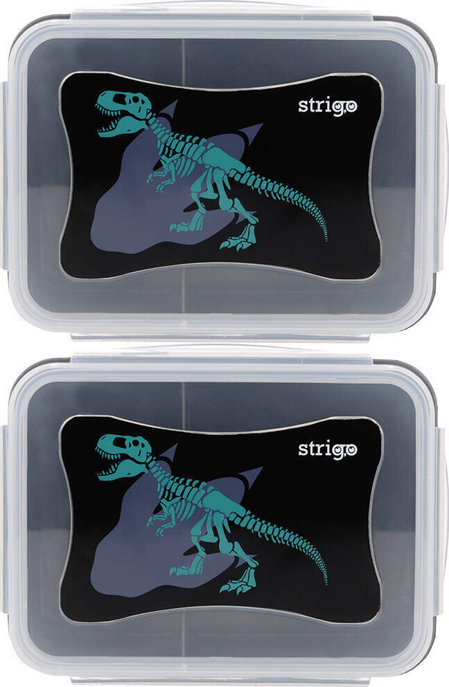 2x Lunchbox Strigo Dinozaur, 16.5x12x6.5cm, transparentny/czarny