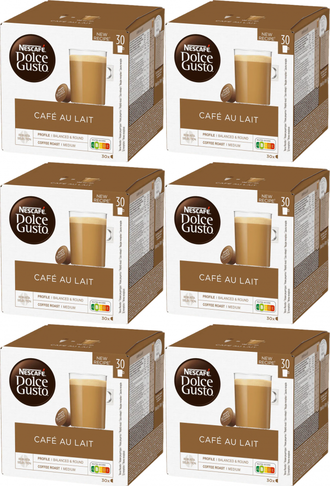 6x Kapsułki do ekspresu Nescafe Dolce Gusto Cafe au Lait, 30 sztuk