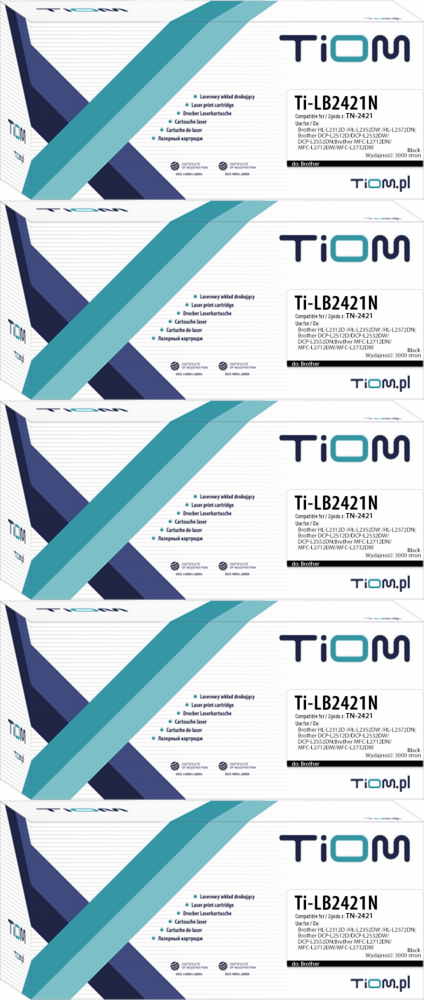 5x Toner Tiom Ti-LB2421N (TN-2421), 3000 stron, black (czarny)