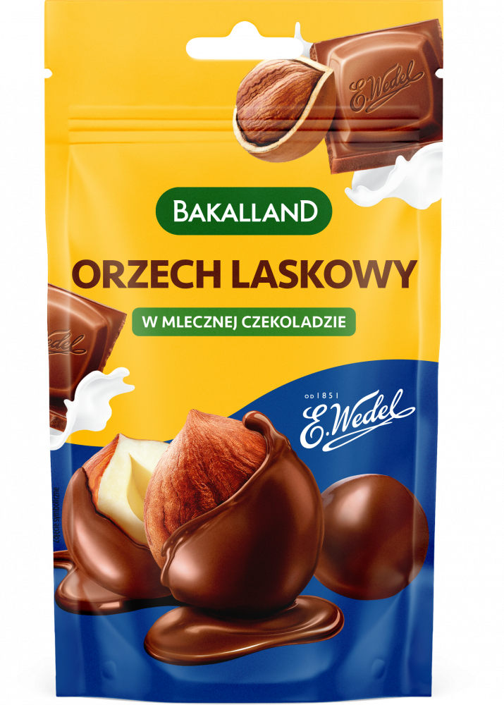 Orzechy laskowe Bakalland, w mlecznej czekoladzie Wedel, 72g