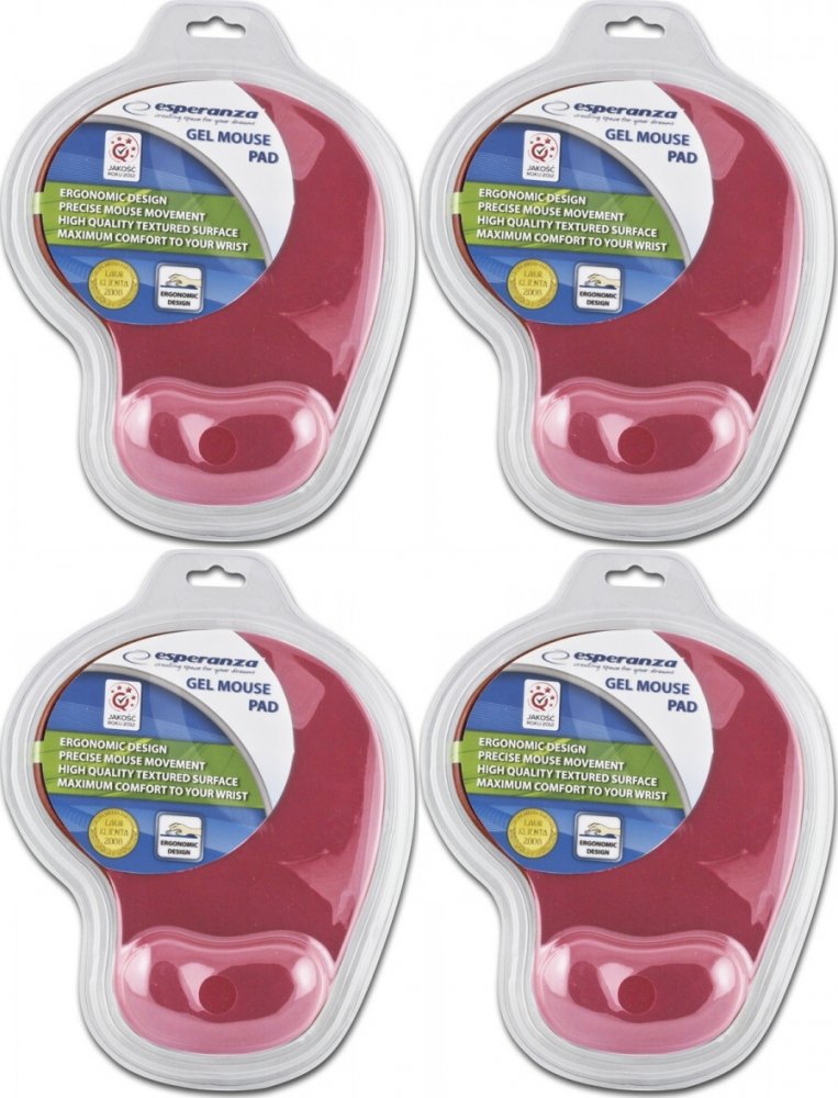 4x Podkładka żelowa pod mysz Esperanza EA137R, 230x190x20mm, czerwony
