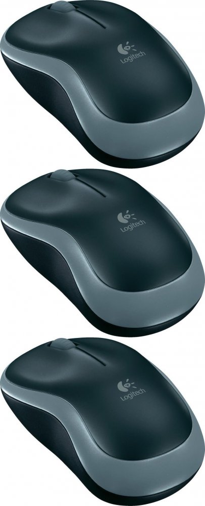 3x Myszka bezprzewodowa Logitech M185, optyczna, szaro-czarny