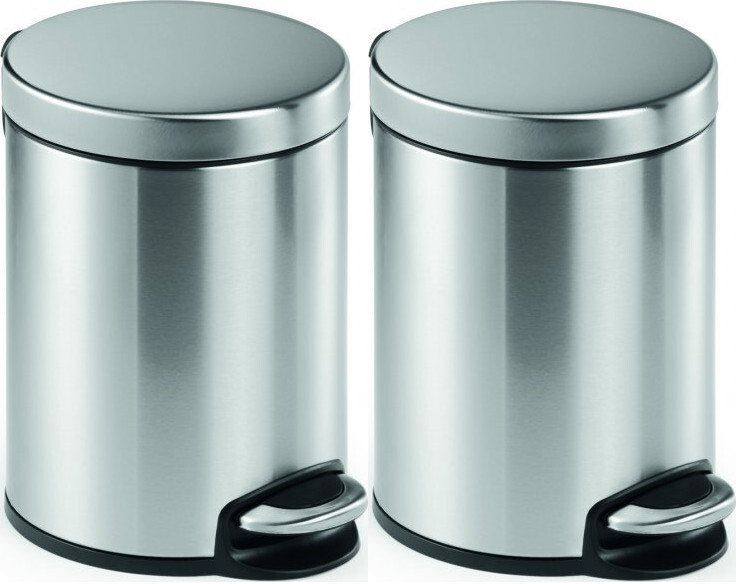 2x Kosz na śmieci Durable, z pokrywą, 5l, srebrny