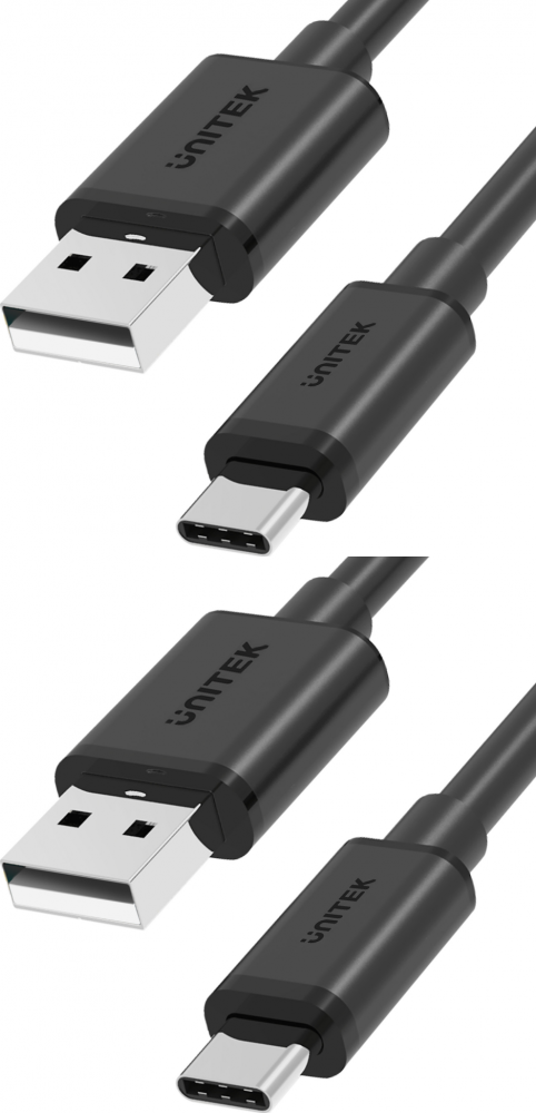 2x Kabel USB-A - USB-C Unitek, 0.5m, czarny