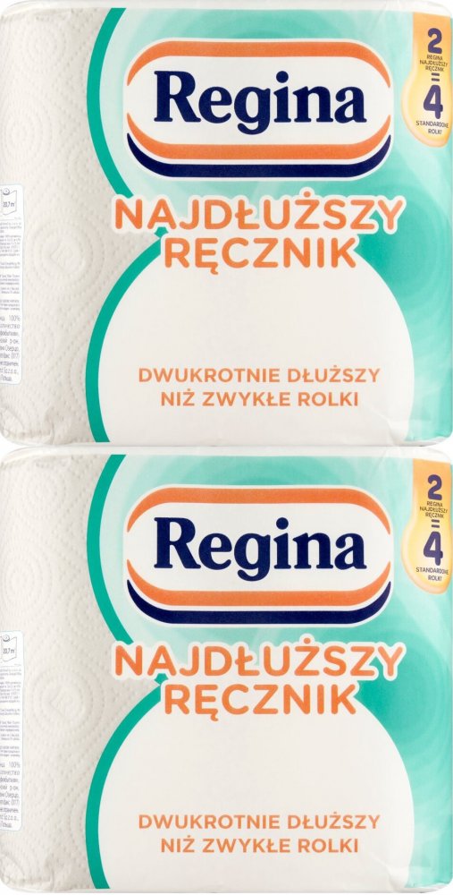 2x Ręcznik papierowy Regina Najdłuższy Ręcznik, 2-warstwowy, w roli, 2 rolki, biały