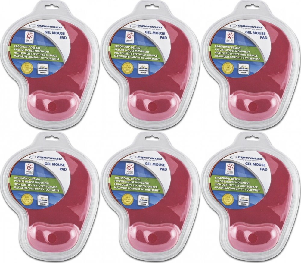 6x Podkładka żelowa pod mysz Esperanza EA137R, 230x190x20mm, czerwony
