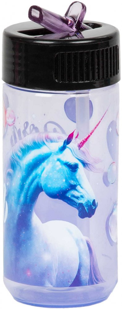 Bidon na wodę Derform A Jednorożec 15, 330ml, przezroczysty fioletowy