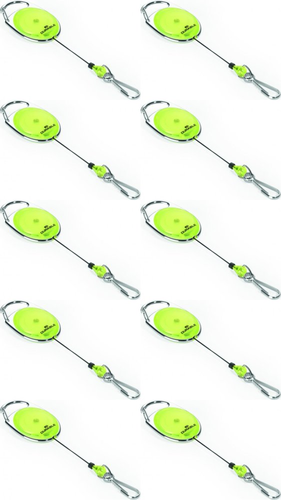10x Mechanizm ściągający Durable Jojo Style, metalowe zapięcie - karabińczyk, linka 80cm, żółty