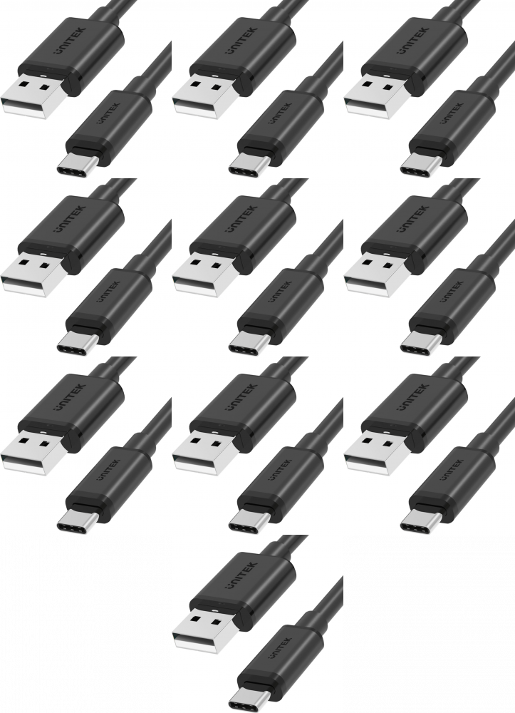 10x Kabel USB-A - USB-C Unitek, 0.5m, czarny
