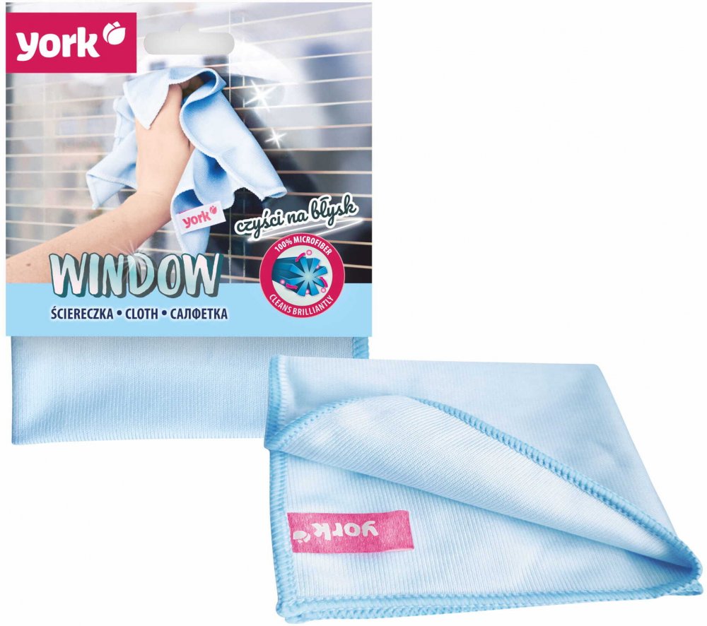 Ściereczka do mycia okien York, z mikrofibry, 1 sztuka, niebieski