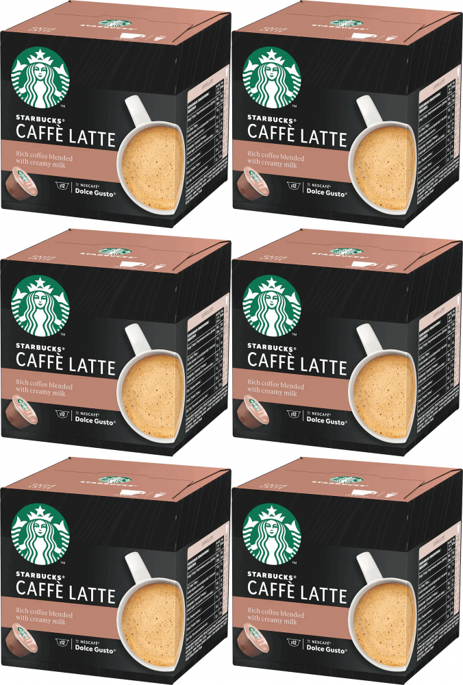 6x Kapsułki do ekspresu Starbucks Caffe Latte, 12 sztuk