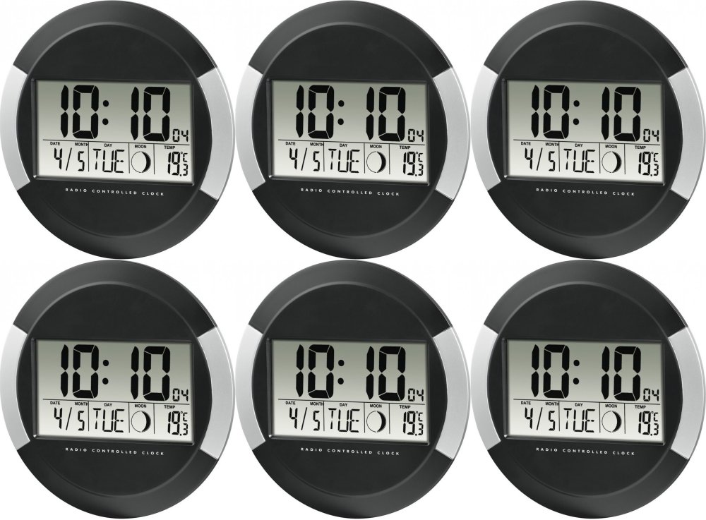 6x Zegar ścienny Hama DCF PP-245, 24.5cm, elektroniczny, czarny