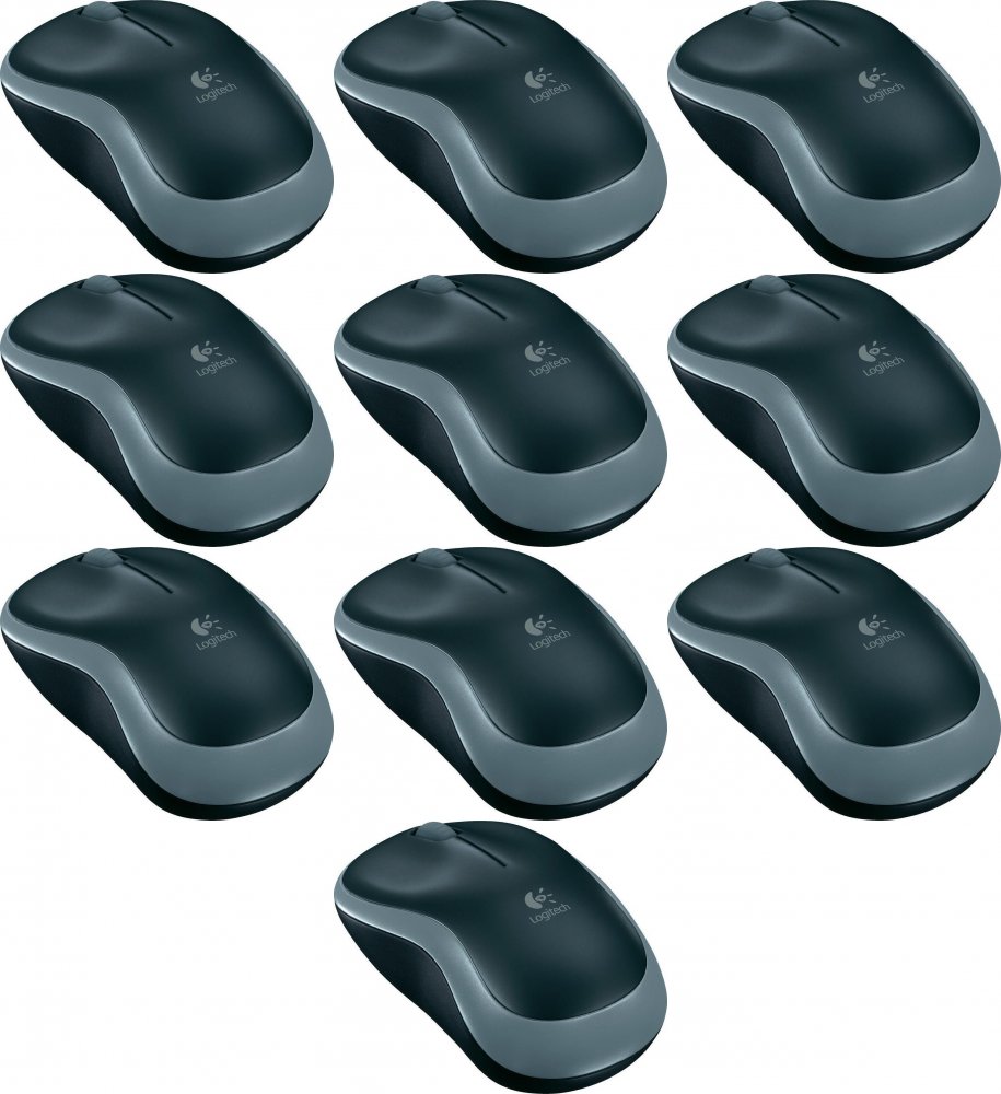 10x Myszka bezprzewodowa Logitech M185, optyczna, szaro-czarny