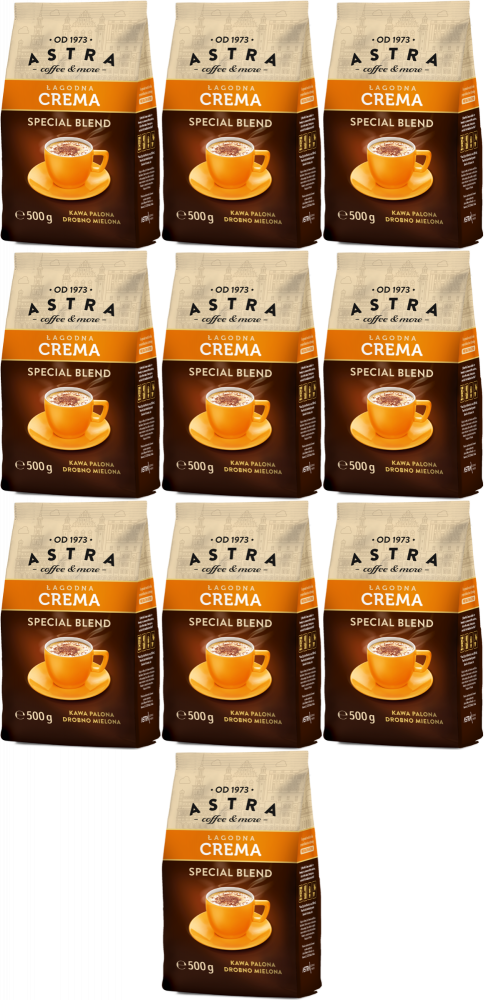 10x Kawa mielona Astra Łagodna Crema, 500g
