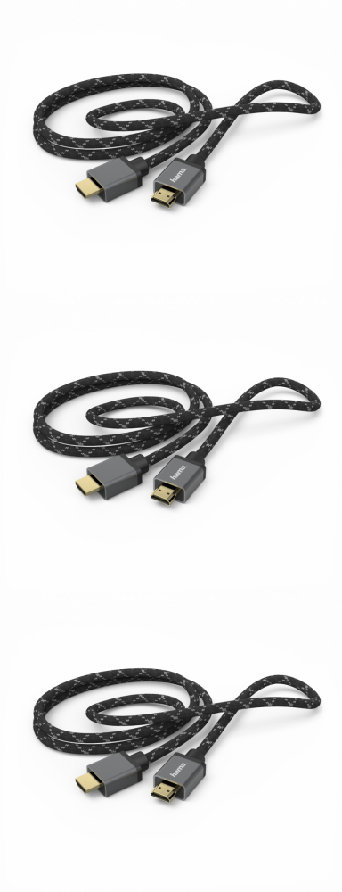 3x Kabel HDMI 2.1 Hama, Ultra High Speed 8K, 3m, szary