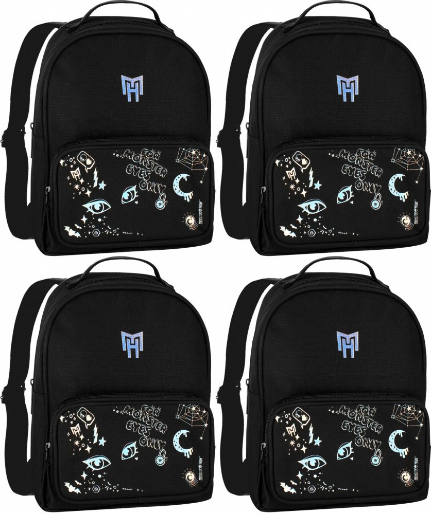4x Plecak szkolny Starpak Monster High, jednokomorowy, 25x28x10cm, czarny