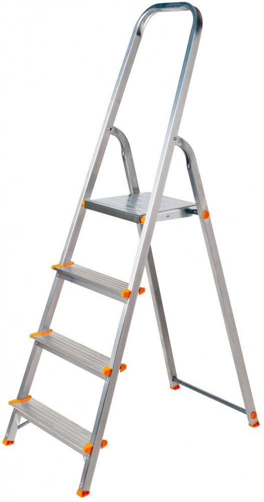 Drabina z podestem 3-stopniowa Bayersystem, srebrny