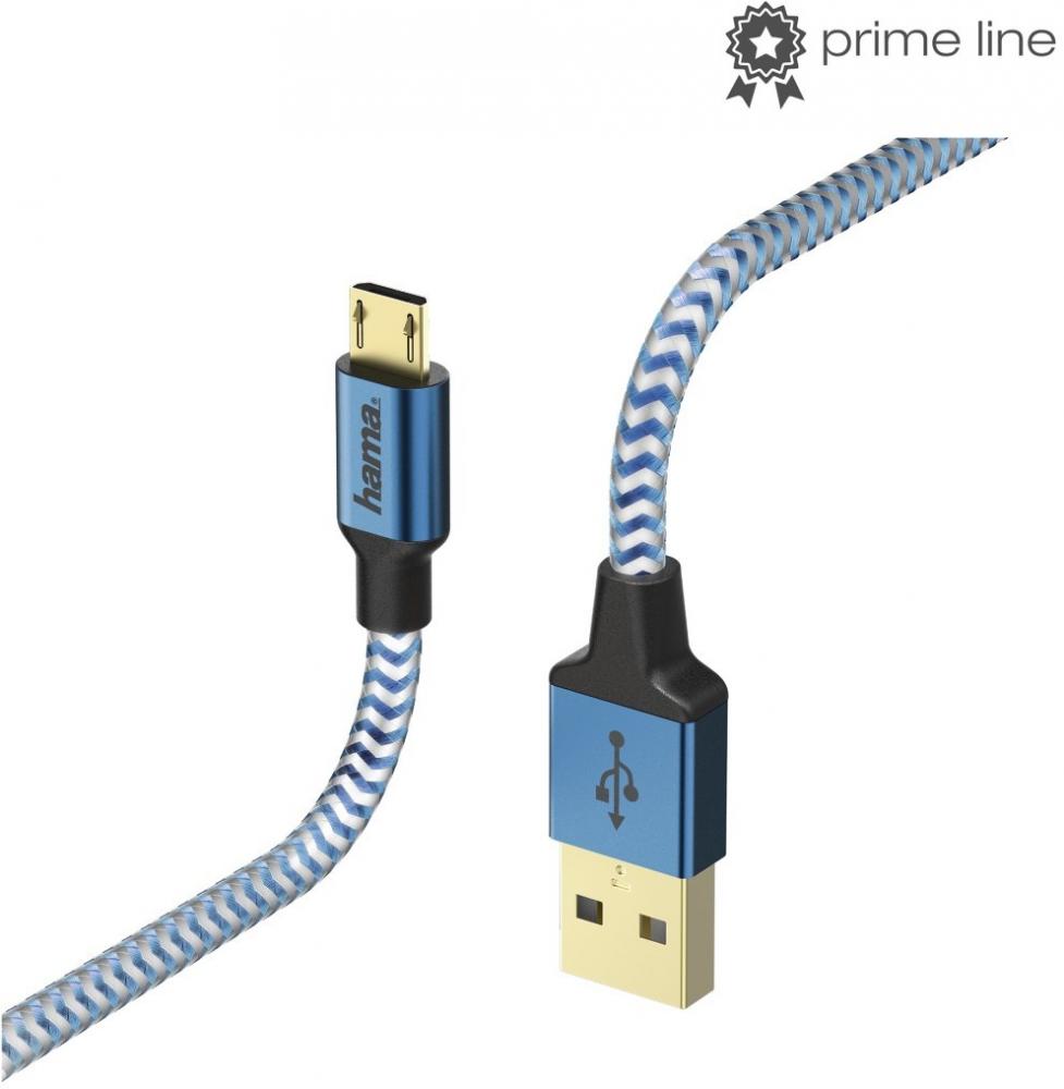Kabel ładujący Hama Reflected Micro USB, 1.5m, niebieski