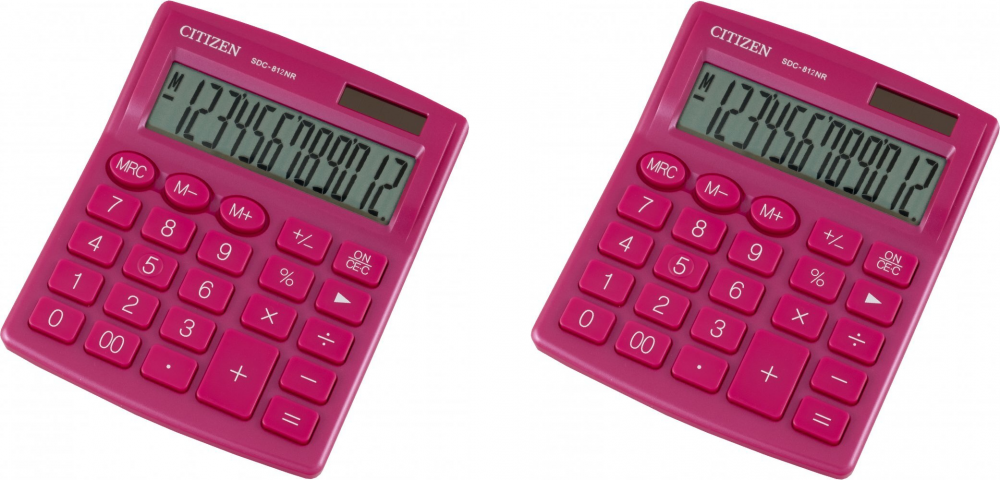 2x Kalkulator biurowy Citizen SDC-812, 12 cyfr, różowy