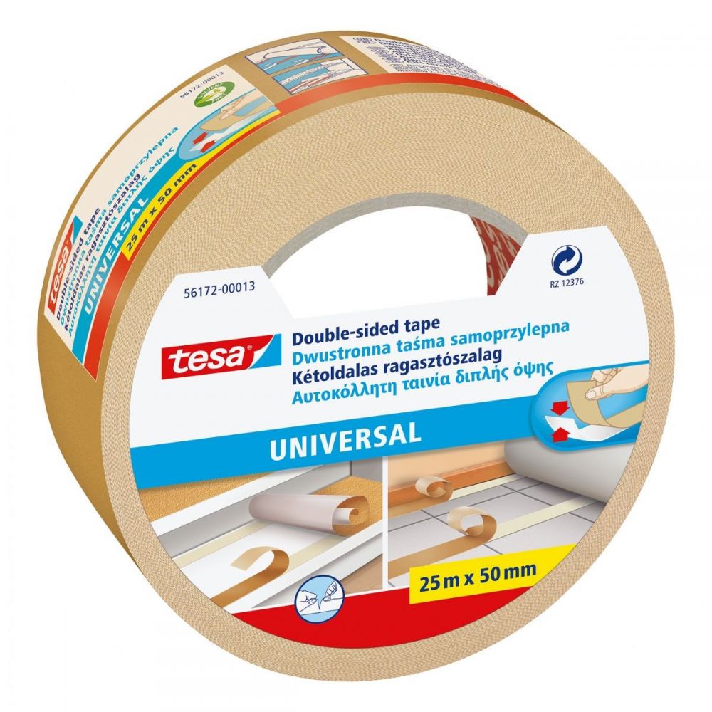 Taśma dwustronna Tesa Uniwersal, do wykładzin, 50mm x 25m, biały