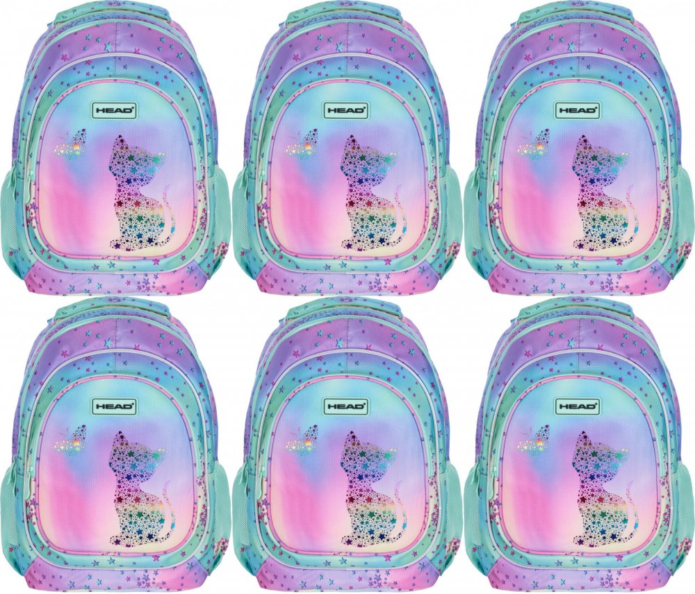 6x Plecak szkolny Astra Head Kitty, trzykomorowy, 20l, ombre