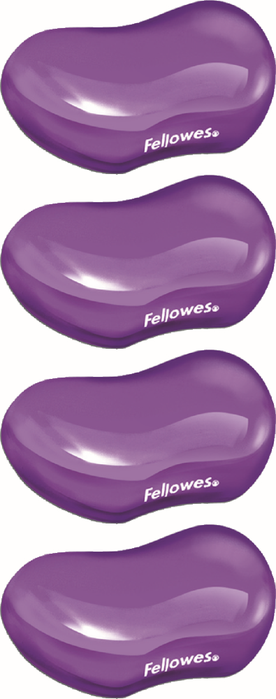 4x Podkładka żelowa pod nadgarstek Fellowes Crystal, 122x18x88 mm, fioletowy