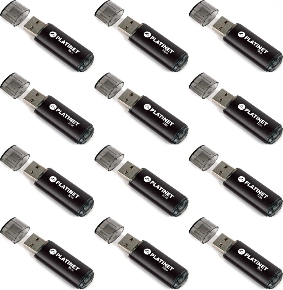 12x Pendrive aluminiowy Platinet X-Depo, 32GB, USB 2.0, czarny