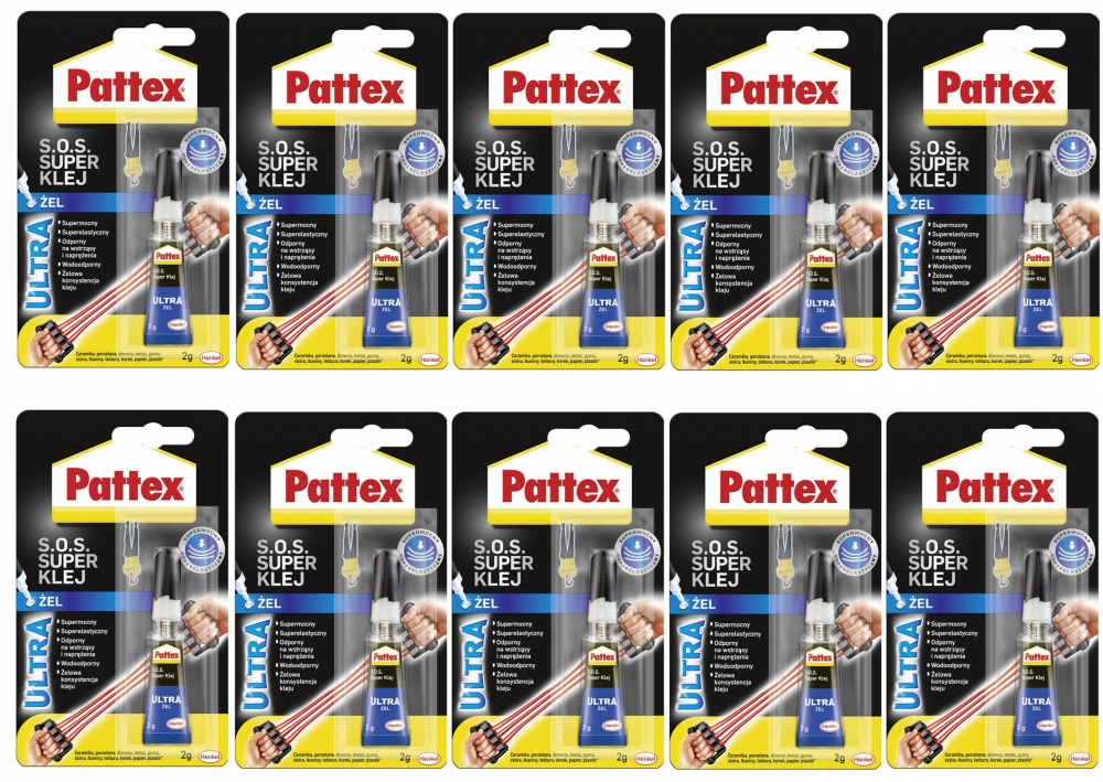 10x Klej błyskawiczny uniwersalny Pattex Super Power Żel S.O.S., 2g