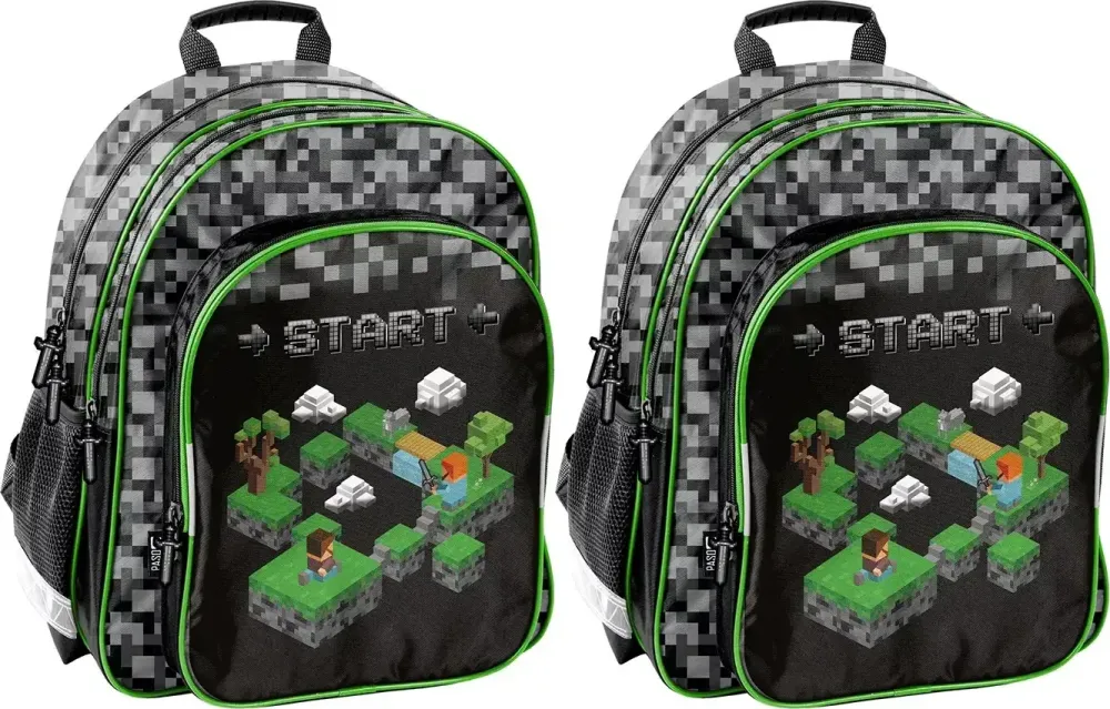 2x Plecak szkolny Paso Minecraft, dwukomorowy, 38x29x16cm
